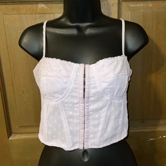 La Hearts Light Pink Adjustable Sexy Lace Corset Sleeveless Sexy Crop Top Size M - Picture 8 of 13